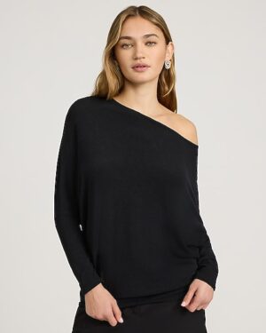 Relaxed Crepe Convertible Dolman Long Sleeve Sweater