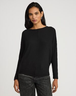 Ribbed Crew Neck Dolman Long Sleeve Tee