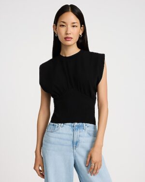 Crew Neck Sleeveless Corset Ruched Tee