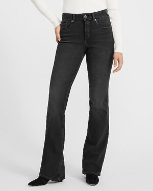 Mid Rise Black Wash Bootcut Jeans