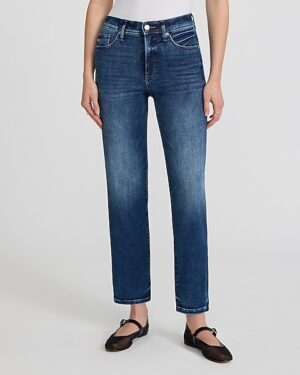 High Waisted Medium Wash Straight Ankle Jeans