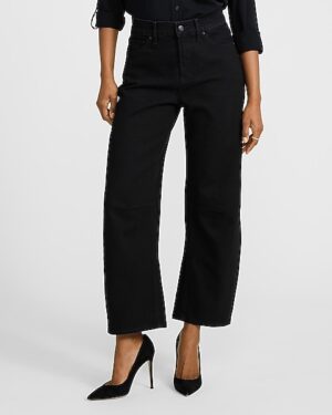 Mid Rise Black Barrel Jeans