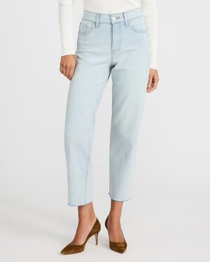 High Waisted Light Wash Straight Ankle Jeans