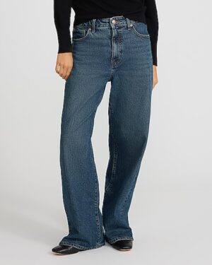 Low Slung Medium Wash Baggy Jeans