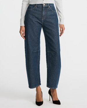 Mid Rise Medium Wash Barrel Jeans