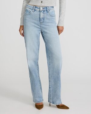 High Waisted Light Wash Relaxed Straight Jeans