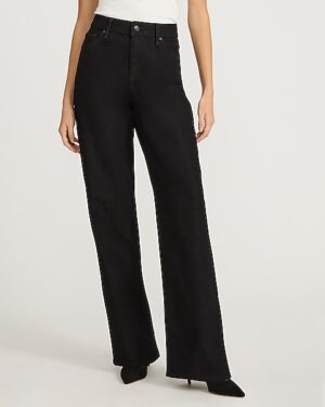 High Waisted Black Relaxed Straight Jeans