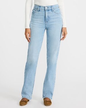High Waisted Light Wash Straight Jeans