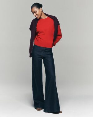 High Waisted Dark Wash Rinse Belted Wide Leg Jeans