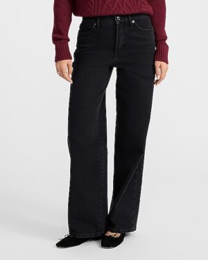 High Waisted Black Wide Leg Jeans