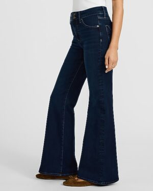 High Waisted Dark Wash '70s Flare Jeans