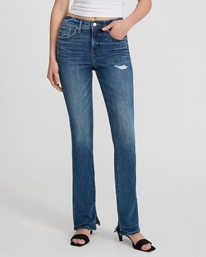 Mid Rise Medium Wash Distressed Skyscraper Jeans