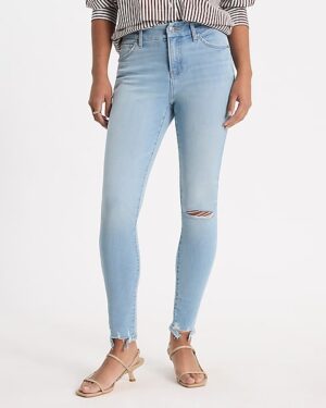 Mid Rise Light Wash FlexX Ripped Skinny Jeans