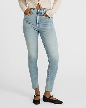 High Waisted Light Wash Skinny Jeans