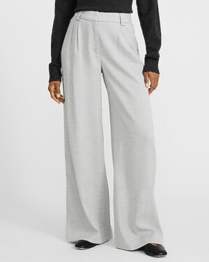 Textured High Waisted Relaxed Trouser