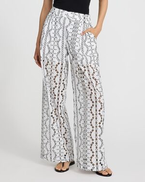 Eyelet High Waisted Relaxed Trouser