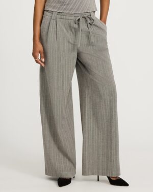 Textured Striped High Waisted Relaxed Trouser