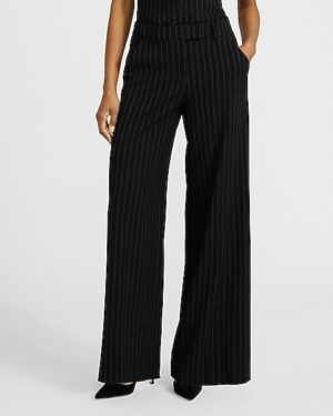 Editor Striped Mid Rise Wide Leg Pant