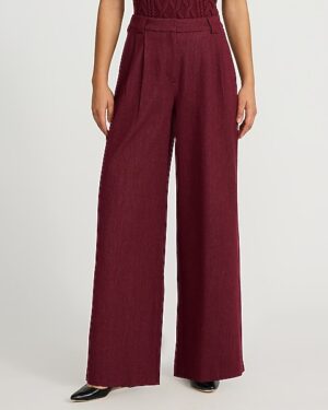 Heathered Stretch Twill High Waisted Relaxed Trouser