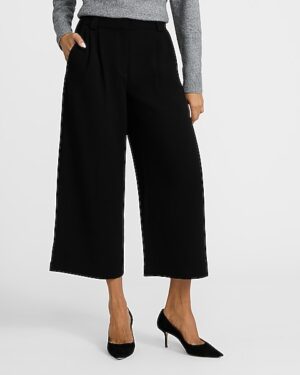 Signature Crepe High Waisted Cropped Relaxed Trouser