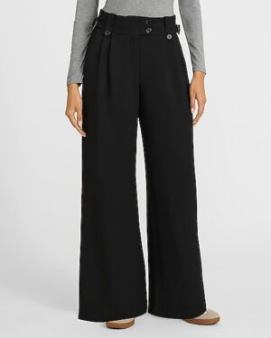 Signature Crepe High Waisted Utility Waist Relaxed Trouser