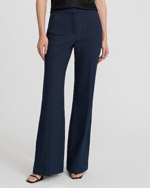 Editor Heathered Stretch Twill High Waisted Flare Trouser