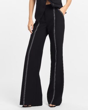 Editor Studio Stretch Twill High Waisted Pintuck Flare Trouser