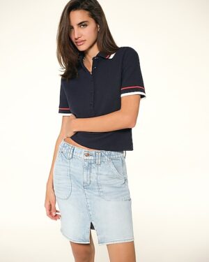 High Waisted Light Wash Mini Denim Skirt