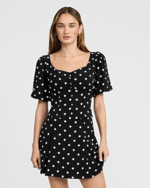 Polka Dot High Waisted Pleated Mini Skirt