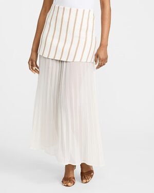Mixed Media Striped Maxi Skirt