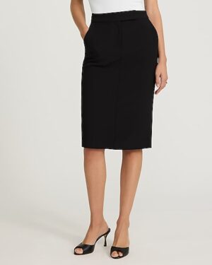 Editor Studio Stretch Twill High Waisted Midi Pencil Skirt