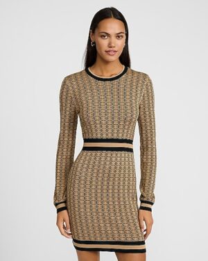 Silky Soft Logo Crew Neck Long Sleeve Sweater Mini Dress