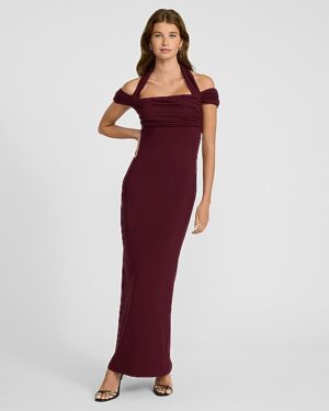 Halter Neck Strappy Sleeveless Maxi Sheath Dress