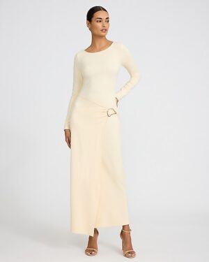 Long Sleeve Hardware Wrap Maxi Dress