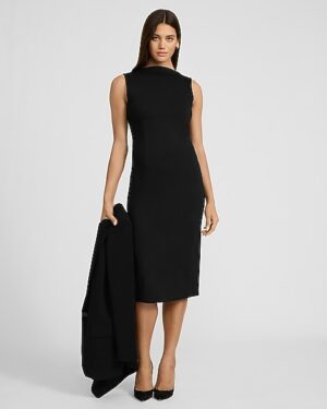 Signature Ponte Crew Neck Sleeveless Midi Sheath Dress
