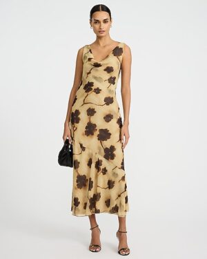 Floral Cowl Neck Sleeveless Maxi Dress
