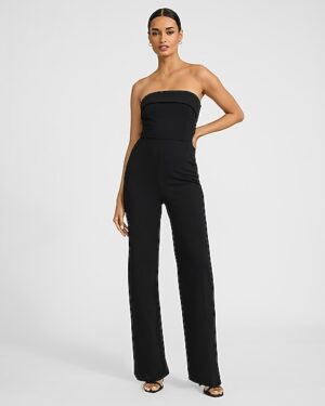 Strapless Fold Over Wide Leg Jumpsuit