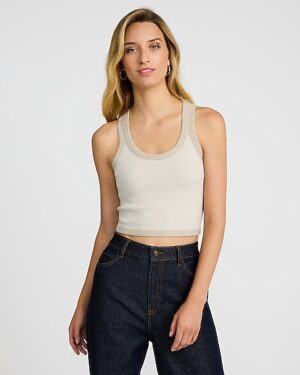 Shine Tipped Scoop Neck Racerback Sweater Tank