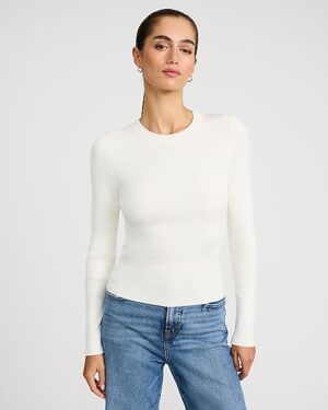 Silky Soft Fitted Ribbed Crew Neck Sweater