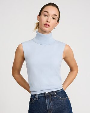 Airy Soft Skimming Turtleneck Sweater Tank