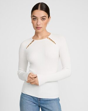 Airy Soft Fitted Ribbed Hardware Sweater
