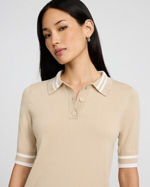 Tipped Short Sleeve Polo Sweater
