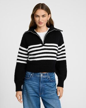 Striped Quarter Zip Sweater