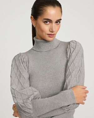 Turtleneck Textured Stitch Long Sleeve Sweater