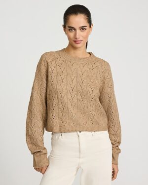Open Stitch Crew Neck Sweater