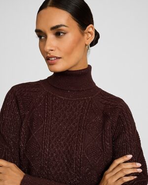Shine Cable Knit Turtleneck Sweater