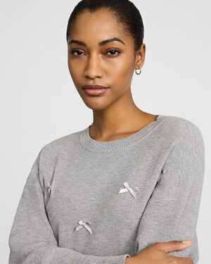 Crew Neck Ribbon Bow Sweater