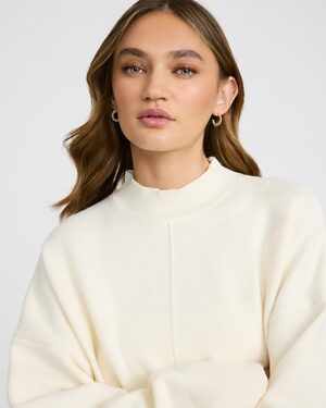 Mock Neck Center Seam Sweater