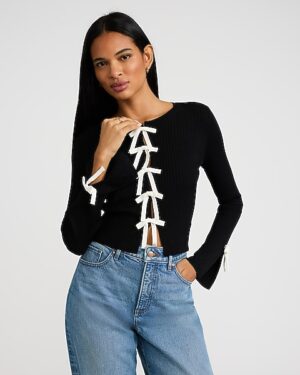 Silky Soft Fitted Bow Front Sweater