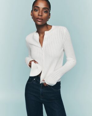 Airy Soft Cable Knit Crew Neck Cardigan